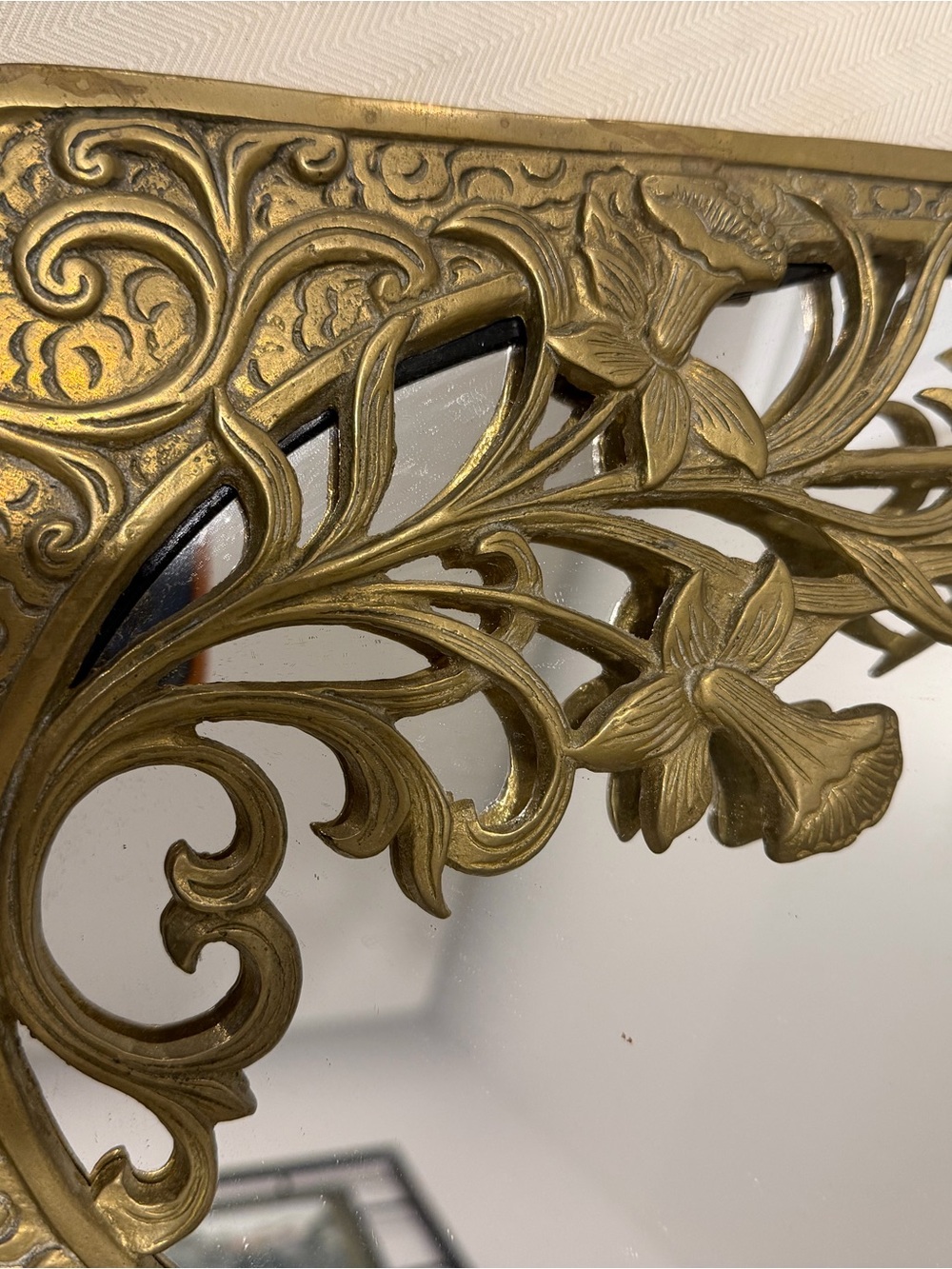 Vintage Stunning Rare Art Nouveau Brass Daffodil Floral Mirror - Picture 3 of 12